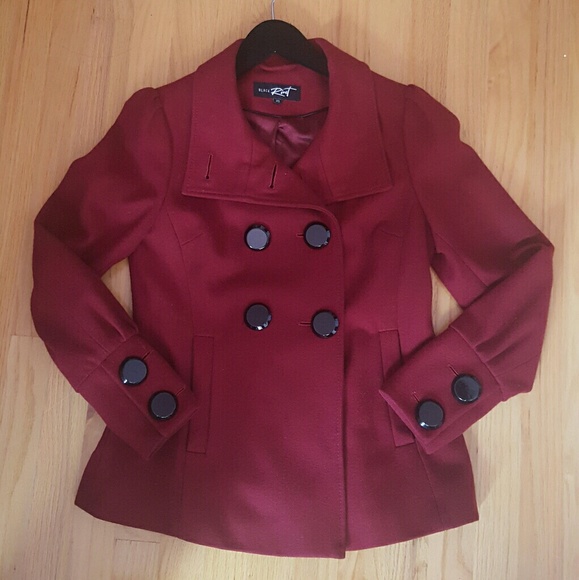 Black Rivet Jackets & Blazers - Dark red pea coat
